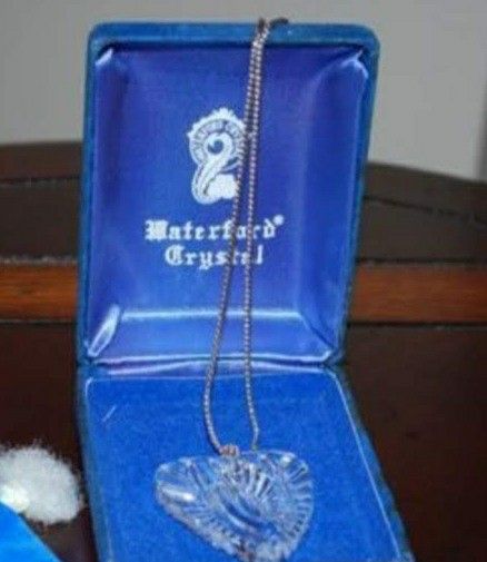 Wedgewood Signed Clear Crystal Heart Pendant