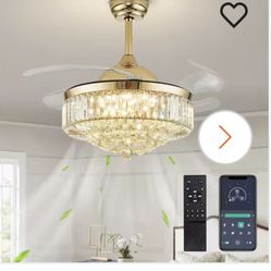 Gold beautiful feeling fan with remote control with LED lights