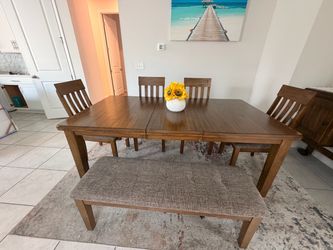 Wood dining room table set