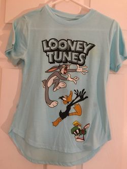 Warner Bros. Light Blue Graphic Tee Looney Tunes Shirt Women Size XS
