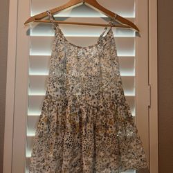 Free People Sage Scoop Neck Lace Detail Floral Cross Back Strap Tunic