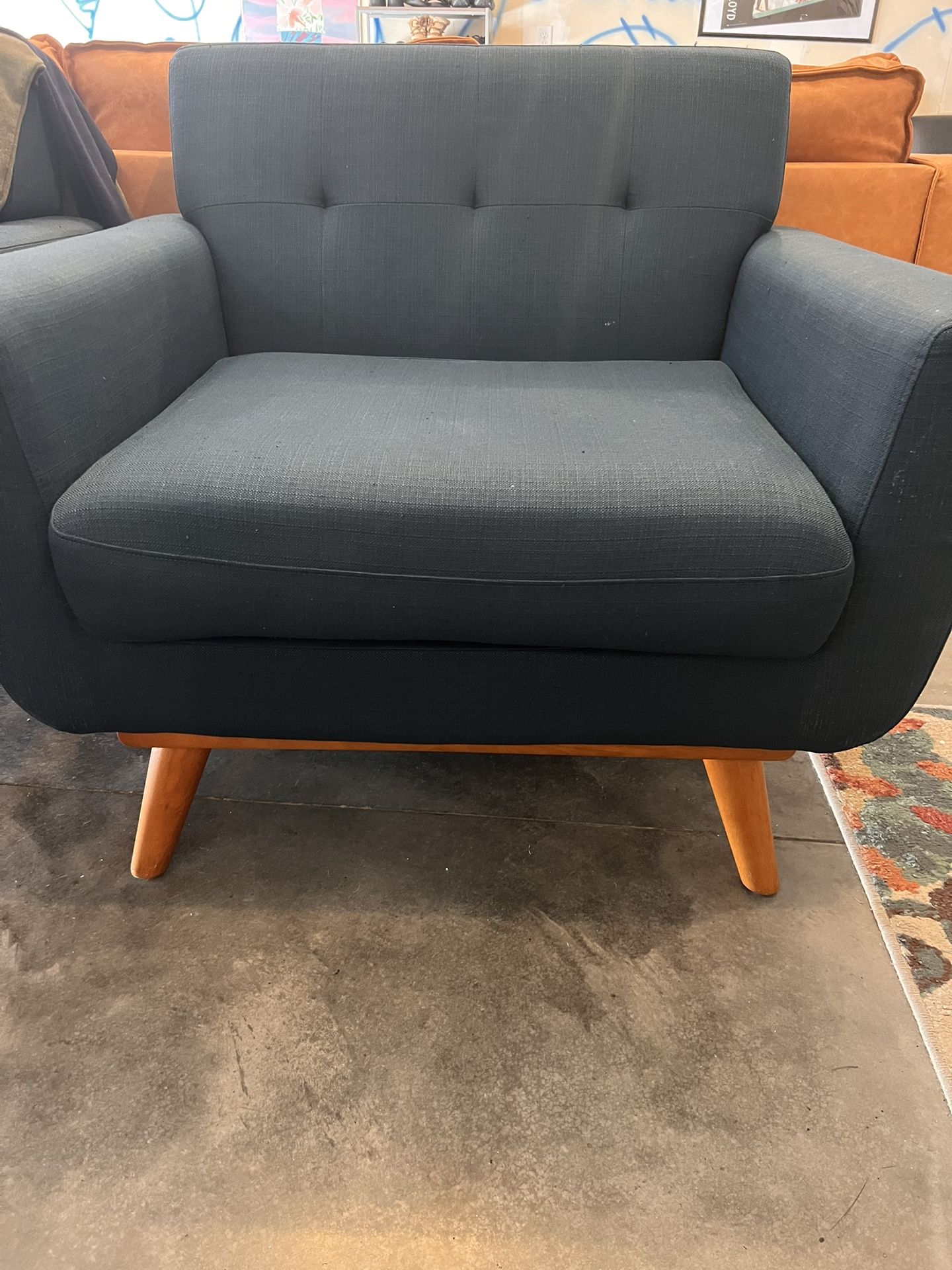 Two Arm Chairs With Ottoman