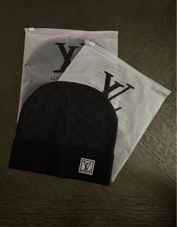 Black designer beanie