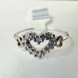 14K White Gold and CZs Ring
