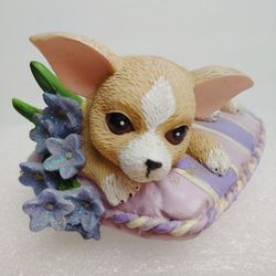 Chihuahua Figurine "Love Never Forgets" Hamilton Collection Pretty in Purple