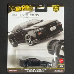 Hot Wheels 2025 Nissan Skyline GT-R V-Spec II (BNR34)  Timeless Icons CHASE