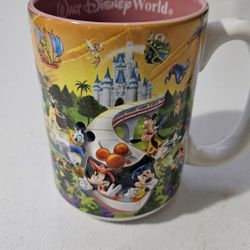 Vtg Walt Disney World MOM Coffee Mug Cup Pink 3D Mickey Monorail Four Parks