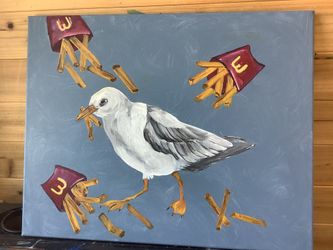 Seagull And French Fries Original Painting