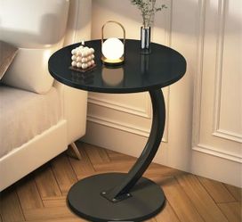 C-Shaped Solid Wood Iron Art Table | Coffee Table, Bedside Table, Small Space Savior, Versatile For Living Room And Bedroom, Casual Style, Trestle Bas
