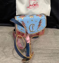 New! - Elegant Crossbody Elisa Mini Stars & Lightning Bolts Leather Bag