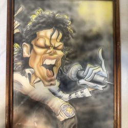 Framed Caricature Art – Iconic Singer with Microphone