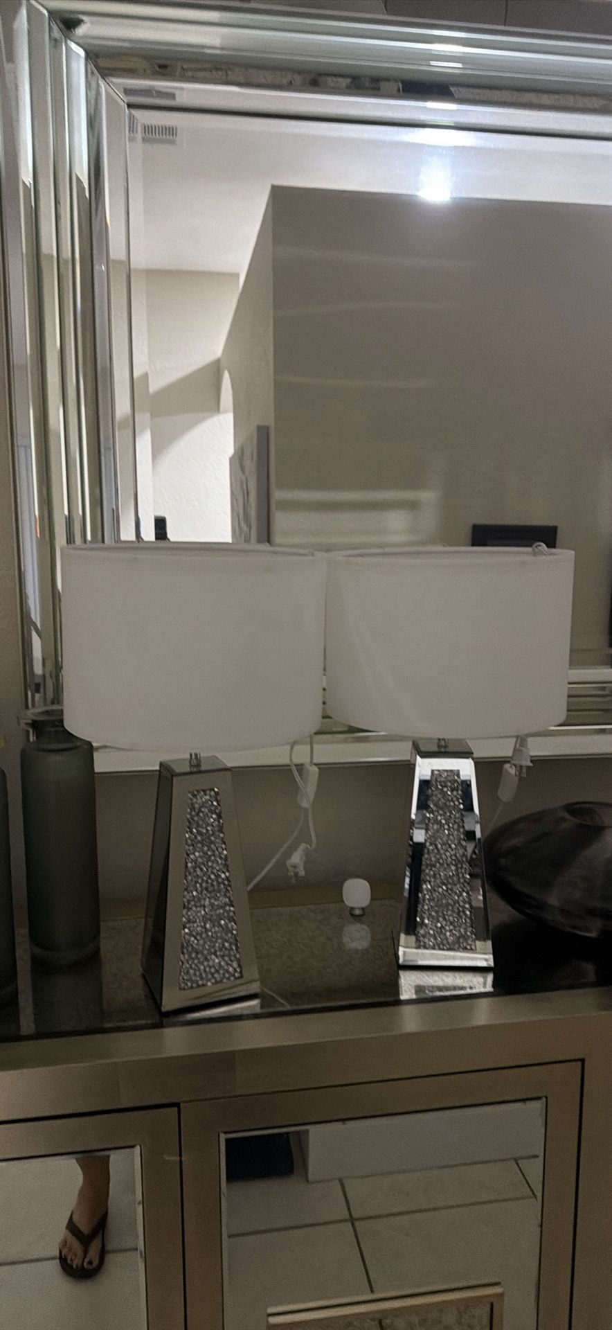 Mirrored Lamps set of two