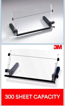 3M Adjustable Document Copy Holder, In-line with Monitor Minimizing Head and Neck Movement, 300 Sheet Capacity Holds Sheets to Books, Elastic Line Gui
