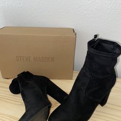 Steve Madden Black Suede Bootie Heels