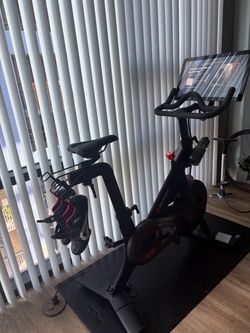 Peloton Bike + Floor Mat + Brand New Cycling Shoes (Size 11)