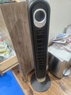 Black Tower Fan with Digital Display