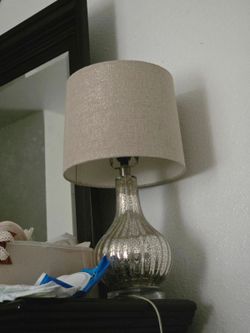 Mercury Glass Table Lamp with Linen Shade
