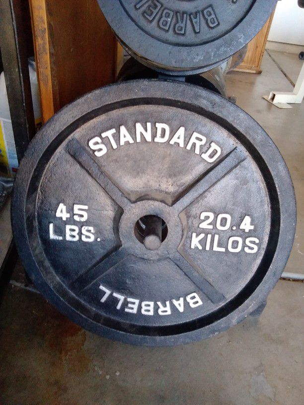 2 - 45 Lb Olympic Weight Plates 90 Lb Total