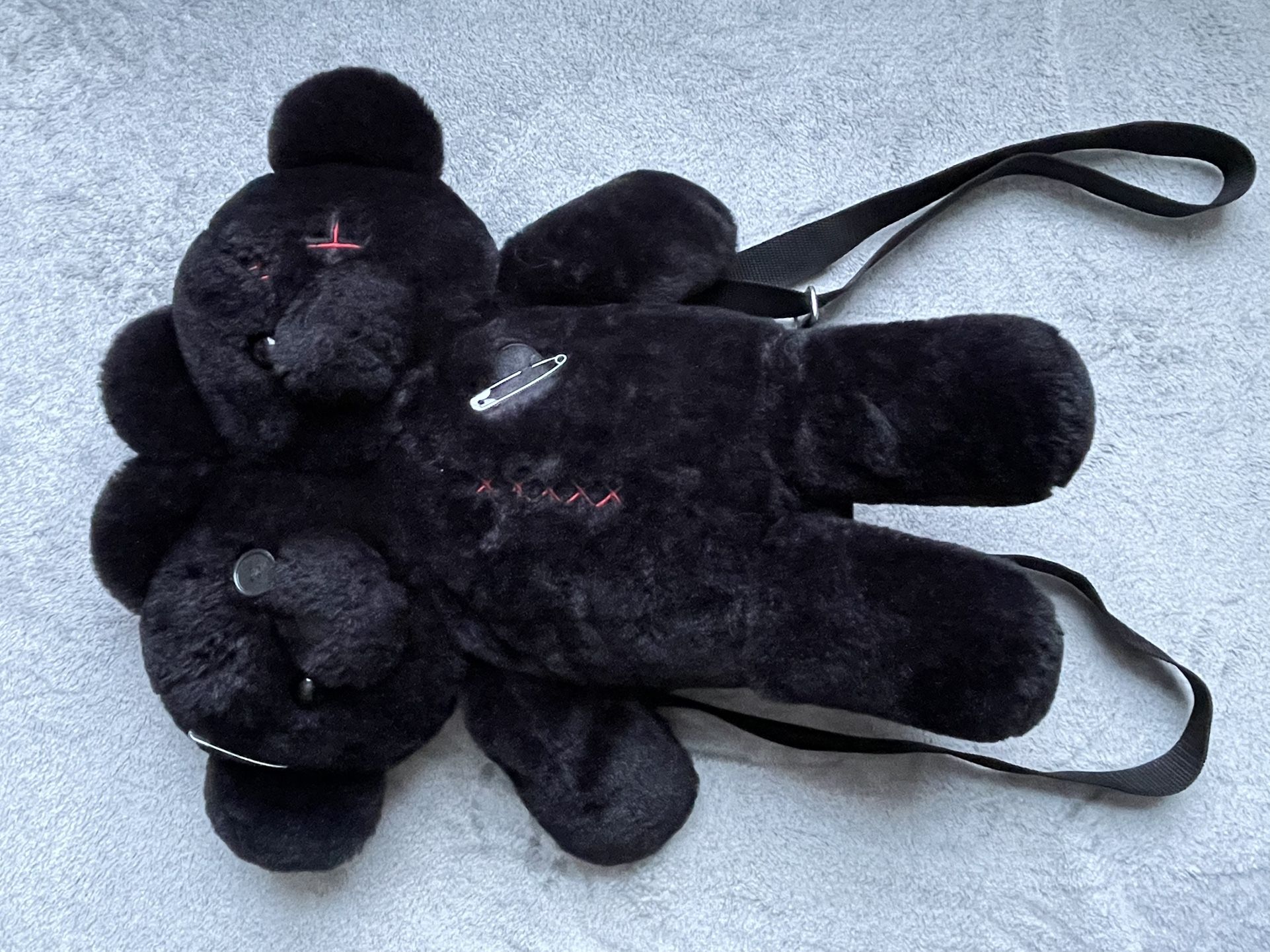 Hot Topic Black Double-Headed Teddy Bear Plush Backpack Gothic /Grunge IUC 17'