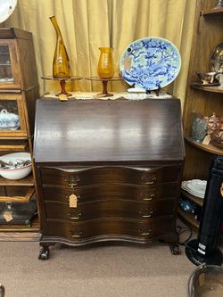 Antique Serpentine Secretary Desk