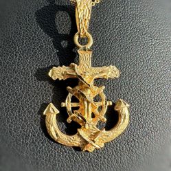Jewelry 14k Solid Yellow Gold Mariners Crusifix Anchor ⚓️ Pendant charm