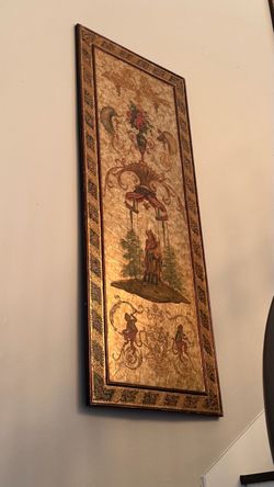 Ornate Gold Chinoiserie Framed Wall Panel