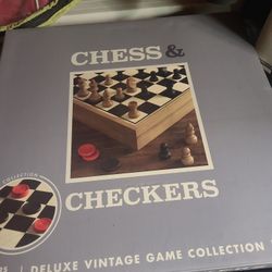 Chess And Checker Set New In Box Made Out Of Wood Very Nice