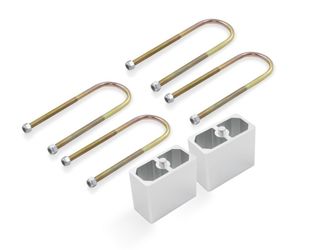QGHAUC Universal Leaf Spring Lowering Block Kit, 4 Inch, 2-1/2" Wide, 5" Long, Zinc-Plated U-Bolts, Premium Steel Construction For Long-Lasting Finish