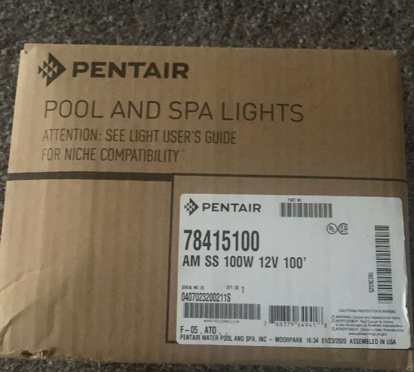 Pool light Pentair Amerlite 12V 100W 100' Cord Stainless Steel Face Pool Light - 78415100