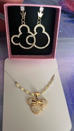 Mickey & Minnie Mouse  Earrings and Necklace Set