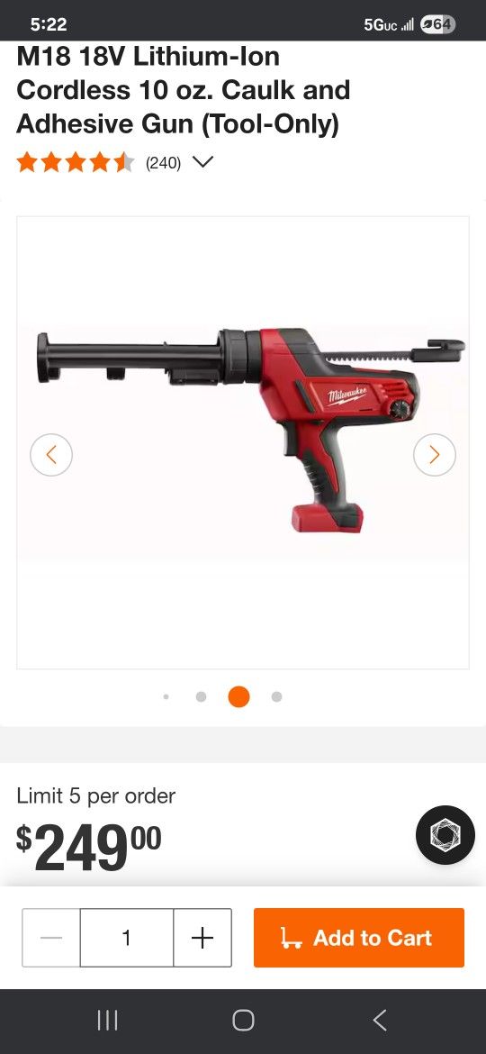 M18 18V Lithium-Ion Cordless 10 oz. Caulk and Adhesive Gun 