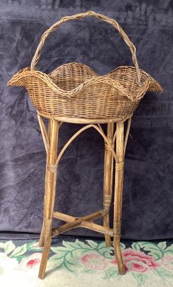 Victorian Handwoven Floor Standing Flower Basket