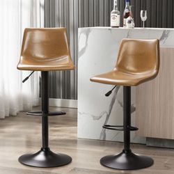 Bar Stools Set of 2 Modern Swivel Bar Stools, Bar Stool Counter Height with High Backrest, Adjustable Faux Leather Upholstered Bar Stools for Bar, Kit