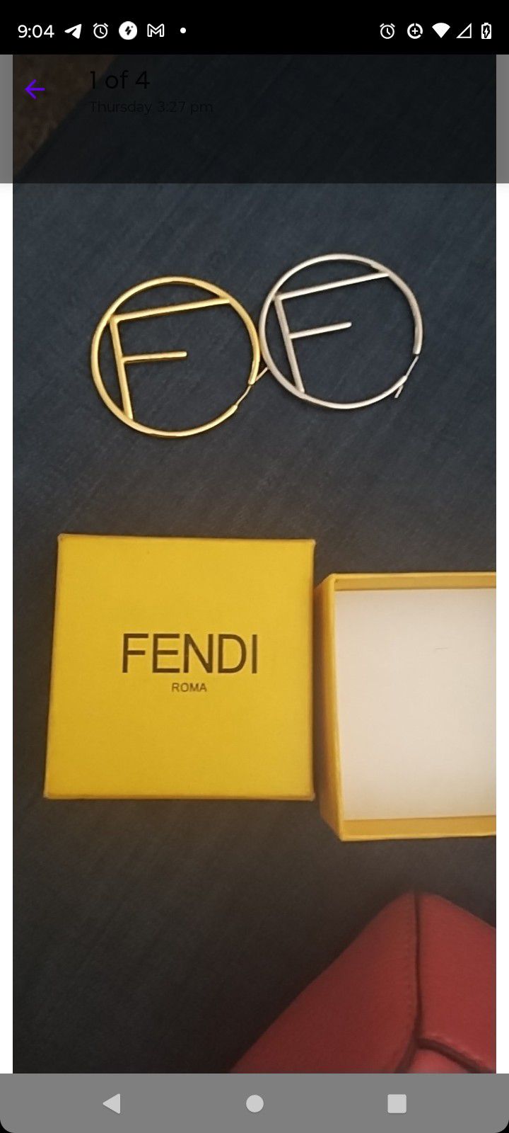 Fendi Roma Ear Rings Gold And Platinum 