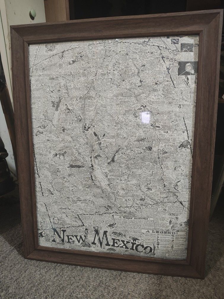 FRAMED MAP OF NEW MEXICO 27x23