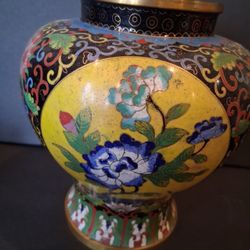 Antic Chinese Ming Stile Cloisone Vase 10"
