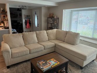 Sectional couch sofa gray / beige / light tan