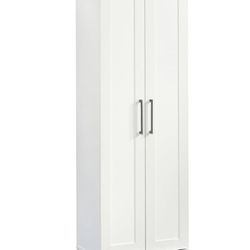 AS IS Missing 1 Shelf Assembled New 70" Tall Wooden Storage Cabinet with 2 Doors White 