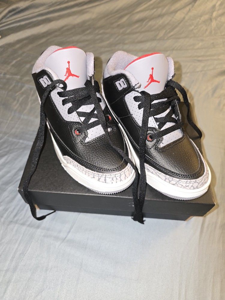 Jordan 3 Retro (PS) Black/Firefox Red Cement
