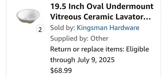 2 New In Box Oval Bathroom Sinks 