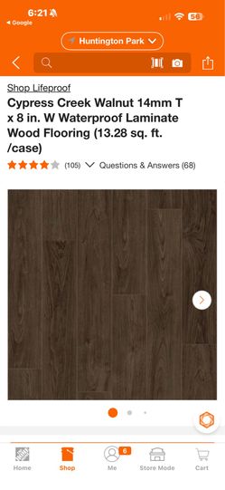 Lifeproof Cypress Creek Walnut 14mm T × 8 in. W Waterproof Laminate Wood Flooring (13.28 sq. ft. /case)46 boxes (610sqft)