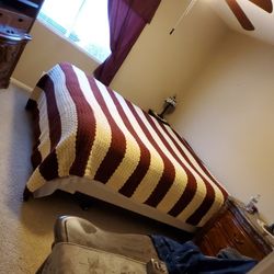 King Or Calif. King Crocheted Blanket/Bed Cover
