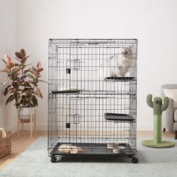 Large 3-Tier Cat Durable,Pliable Cage Playpen Box Crate Kennel - 35.8"L x 22.4"W x 50.6"H, Black