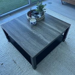 Large square wood coffee table