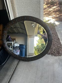 Vintage Oval Oak Carved Wall Mirror