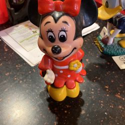 Vintage Walt Disney Productions Minnie Mouse Plastic Coin Bank