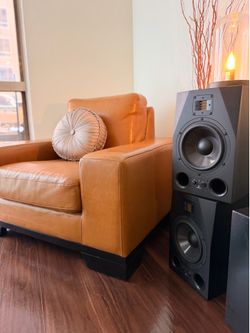 [Like-New] Modern Tan Vegan Leather Armchair | Cognac Lounge Accent Chair
