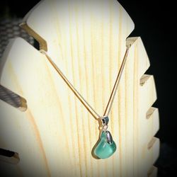 Turquoise Japanese Sea Glass Necklace 