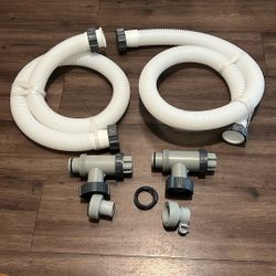 Pool Plunger Valves Replacement Part with Gaskets for Above Ground Swimming Pool, Shut Off Plunger Valves Pool Parts With 1.5" Pool Hose 60” Long