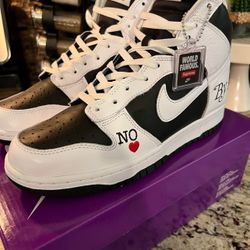 White Supreme Nike Dunk High